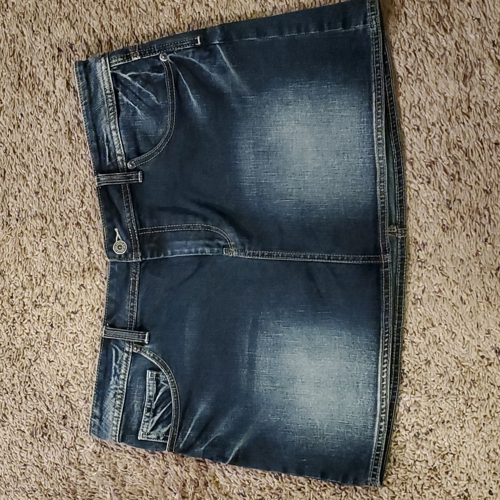 London Jean mini skirt.